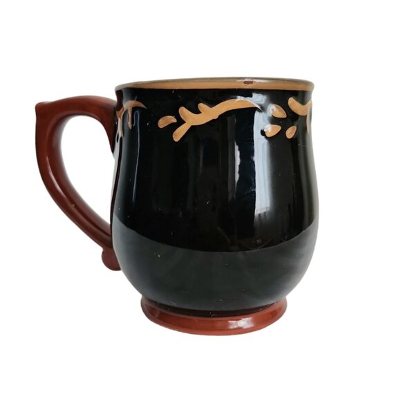 Fall Harvest Ceramic Coffee Mug Cup 3D Autumn Leaves Pumpkin Decor Black Orange - Picture 2 of 6